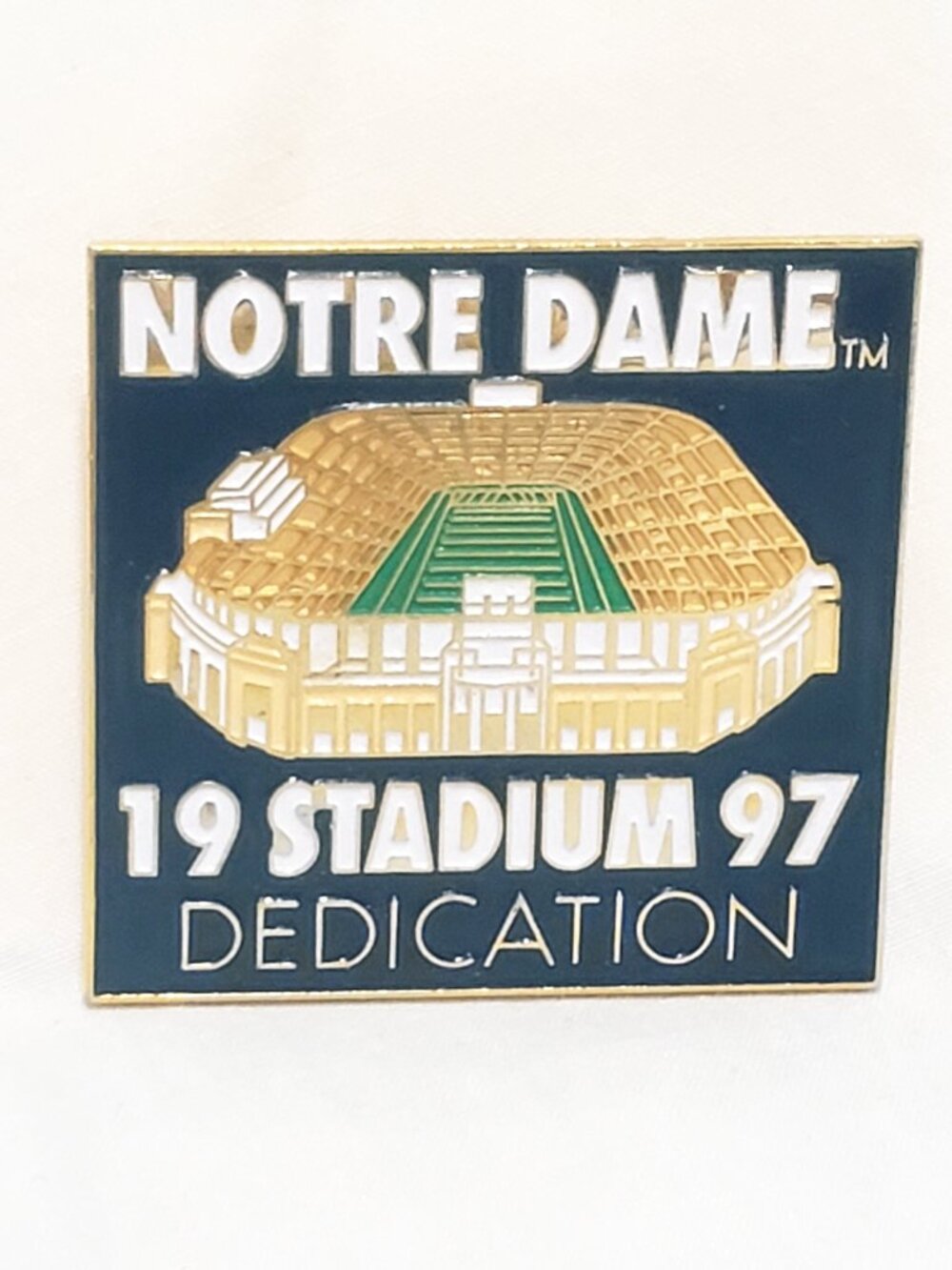 Notre Dame Stadium Dedication 1997 Football Lapel Hat Pin 1 3/4"